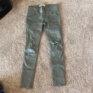 Army green skinny jeans